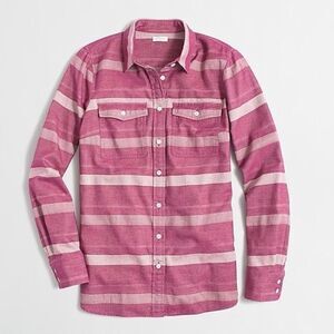 J.Crew Pink Striped Flannel Shirt Medium C8590 Button Down Top